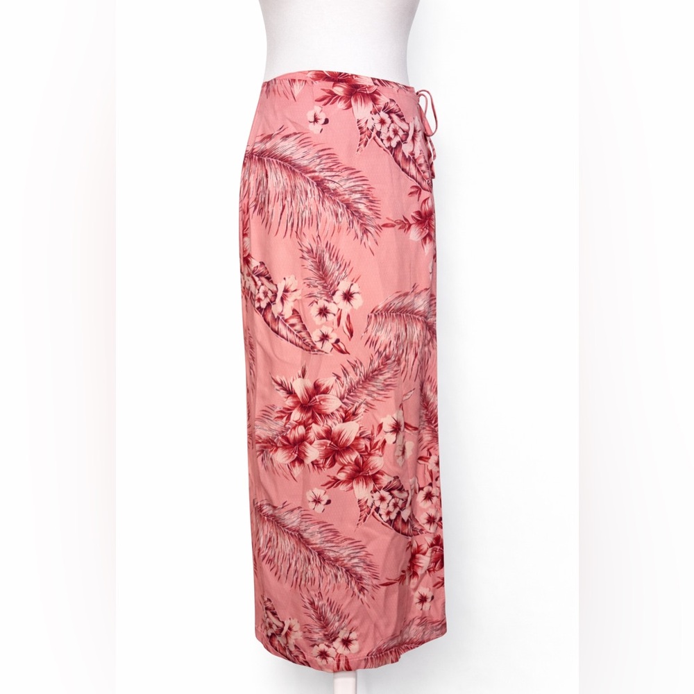 Pink Tropical Maxi Wrap Skirt Size 10 Resort Vacation Cruise